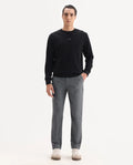 Rare Rabbit Men's Ital Grey Cotton Blend Plain Regular Fit Trouser