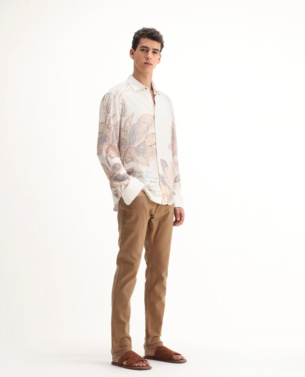 Rare Rabbit Men's Jordon Brown Cotton Plain Hawk Slim Fit Jeans