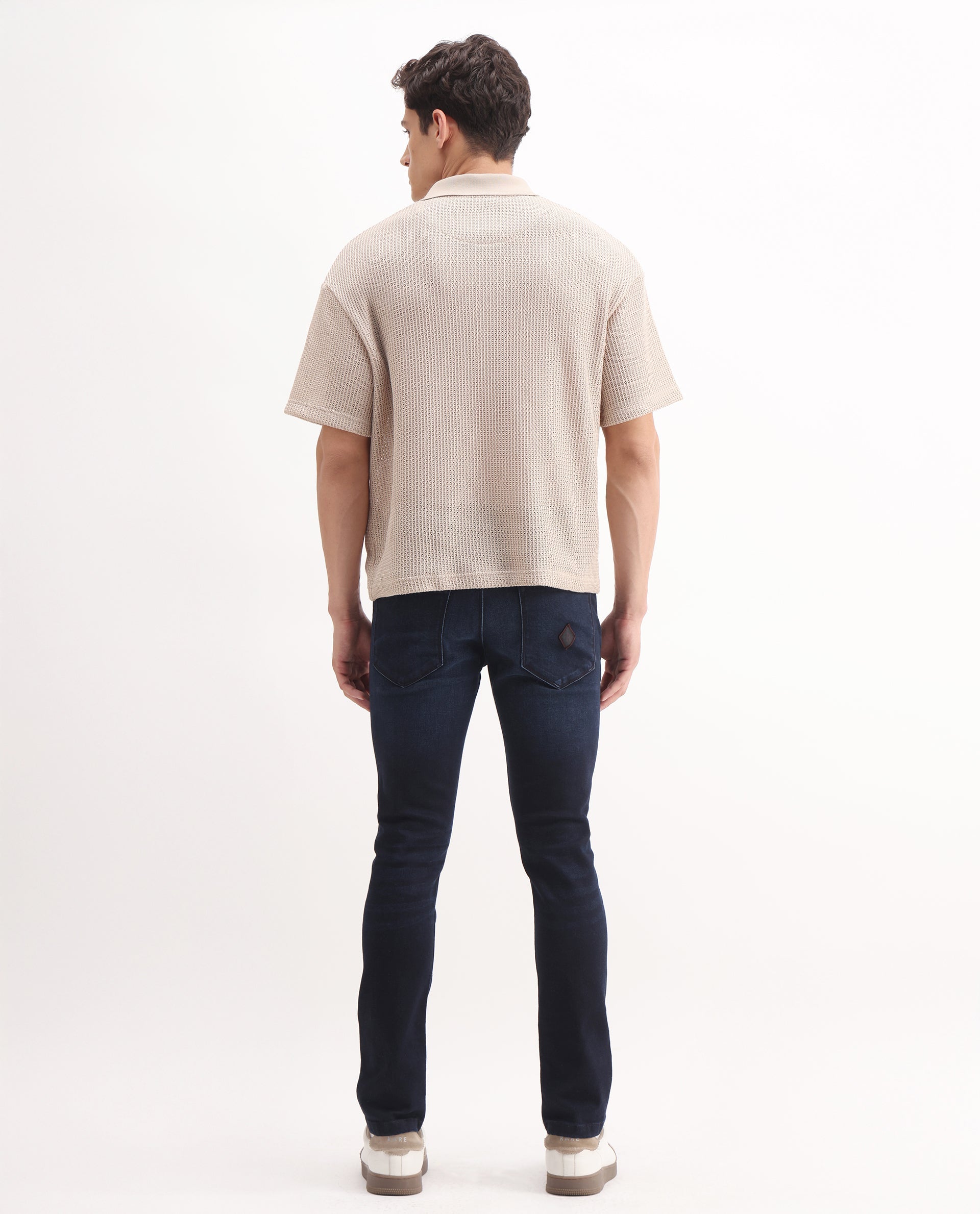 Rare Rabbit Men's Juan Blue Cotton Plain Hawk Slim Fit Jeans
