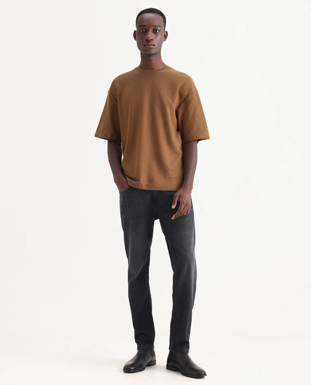 Rare Rabbit Men's Kairo-1 Black Cotton Plain Kurt Carrot Fit Jeans