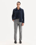 Rare Rabbit Men's Lenid Grey Polyester Checked Print Regular Fit Trouser