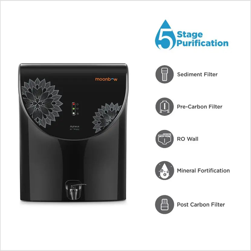 Moonbow Alpheus with mineralizer 7 L  Water Purifier UV+UF (Black)