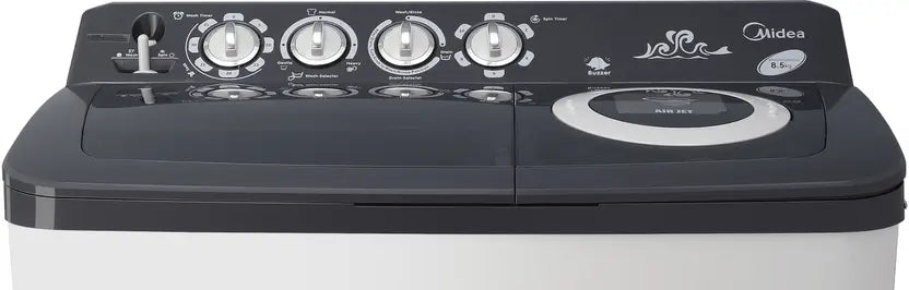 Midea Washing Machine Semi Automatic 9.5Kg Glass Lid Black White(MWMSA095GPG(KW)