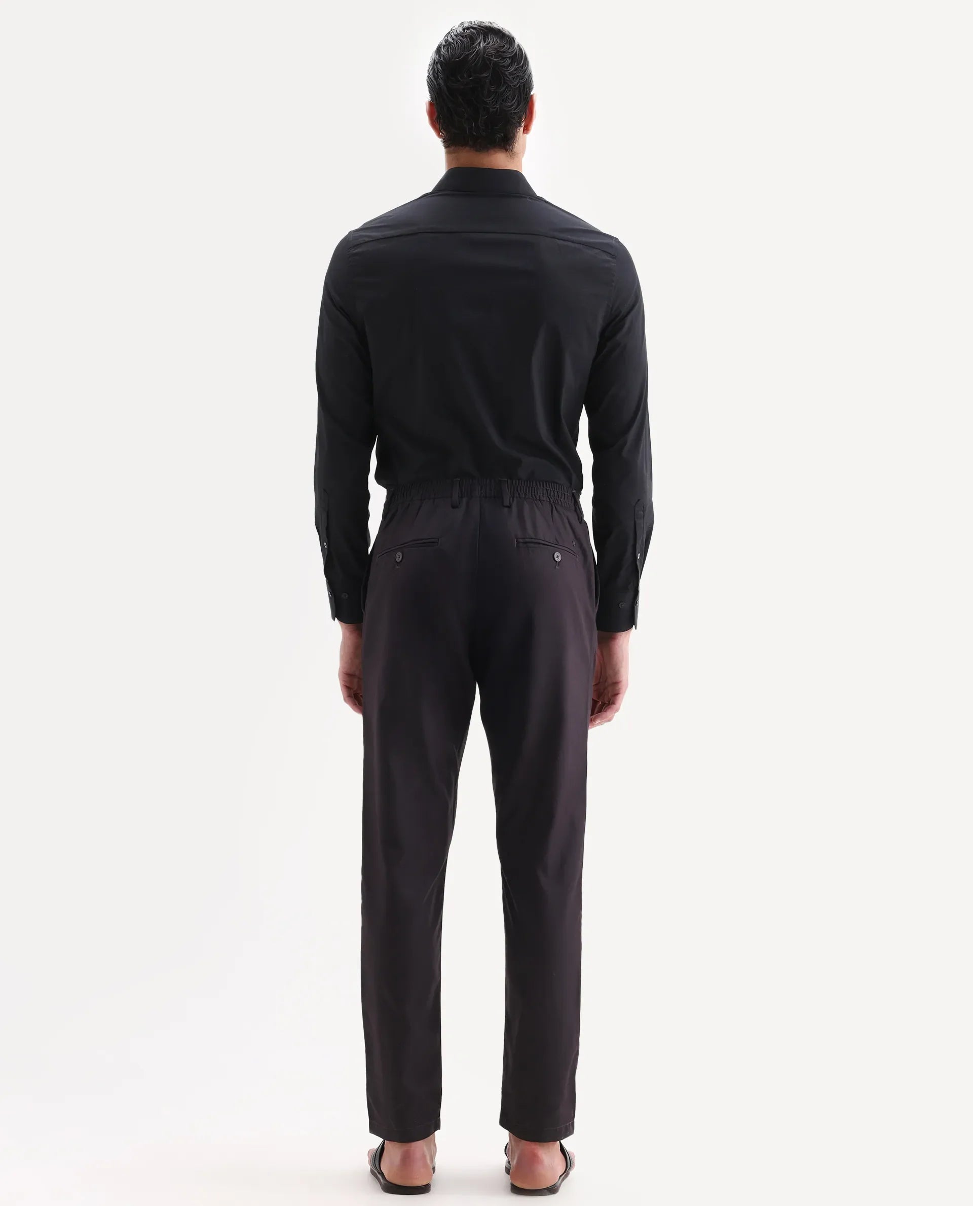 Rare Rabbit Men's Nimb Dark Maroon Polyester Fabric Drawstring And Button Closure Regular Fit Solid Trousers