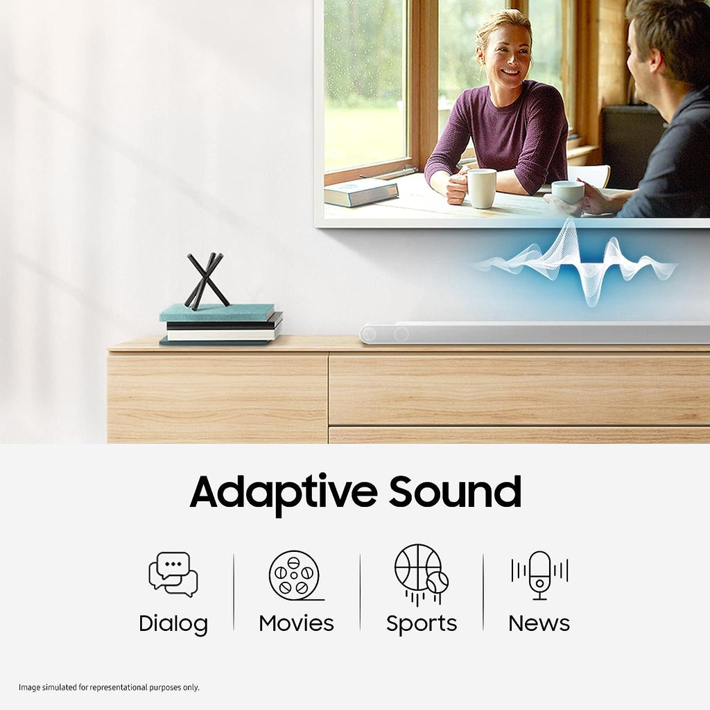 Samsung Q-Symphony Soundbar (HW-Q600B/XL), USB, Bluetooth with 3.1.2 Channel, Wireless Subwoofer, and 2 Up-Firing Speakers, Dolby Atmos Music (Black)