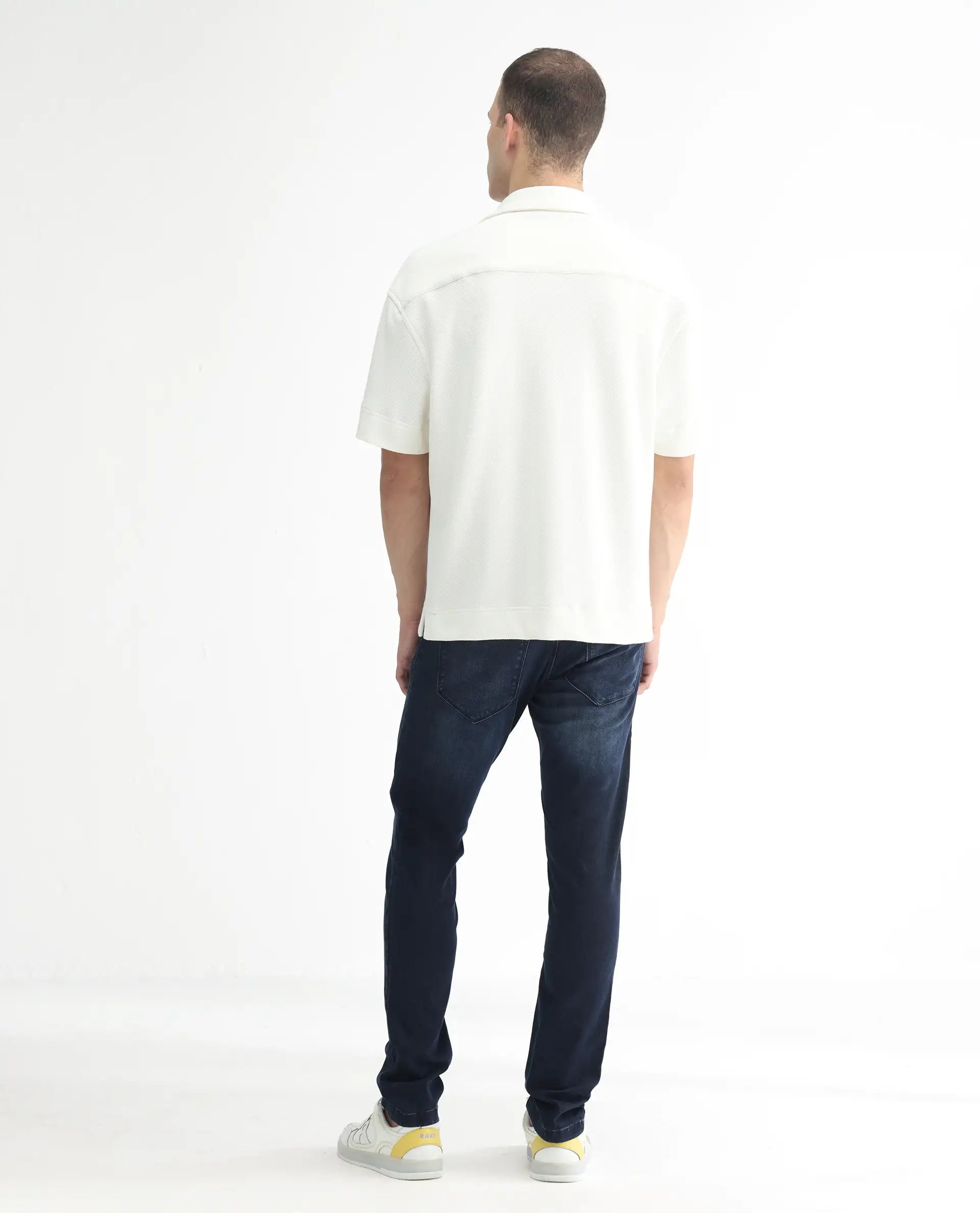 Rare Rabbit Men's Oeko Navy Cotton Plain Hawk Slim Fit Jeans