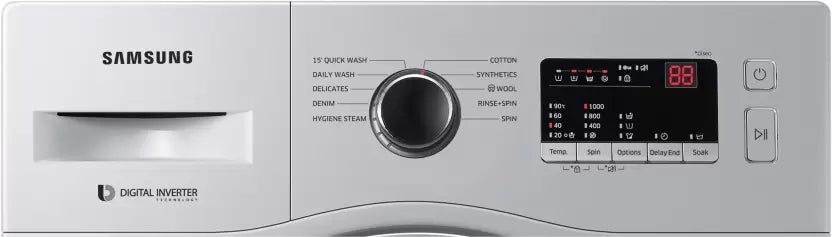 SAMSUNG 6 kg Inverter, 5 star, Hygiene Steam, Digital Inverter Fully Automatic Front Load Washing Machine with In-built Heater Silver (WW60R20GLSS/TL)