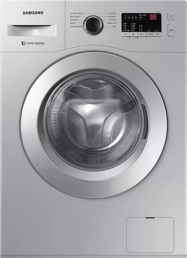 SAMSUNG 6 kg Inverter, 5 star, Hygiene Steam, Digital Inverter Fully Automatic Front Load Washing Machine with In-built Heater Silver (WW60R20GLSS/TL)