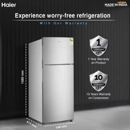 Haier 240 L, 2 Star, Frost Free Double Door Refrigerator (HEF-252EGS-P, Moon Silver)