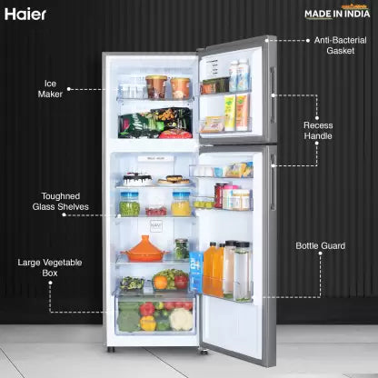 Haier 240 L, 2 Star, Frost Free Double Door Refrigerator (HEF-252EGS-P, Moon Silver)