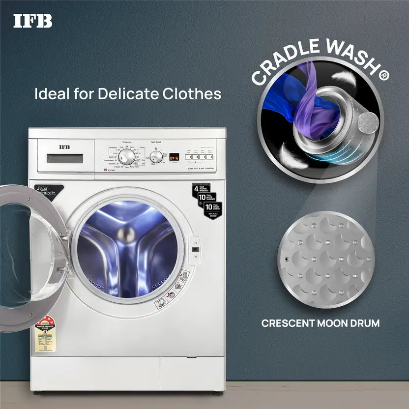 IFB 6.5 Kg 5 Star Fully Automatic Front Load Washing Machine 2X Power Steam (ELENA SXS 6510, Silver, In-built Heater)-(Touched Up)