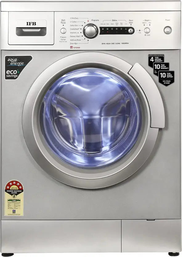 IFB 6 kg 5 Star 2X Power Steam, Hard Water Wash Fully Automatic Front Load Washing Machine with In-built Heater Silver (Touched Up)