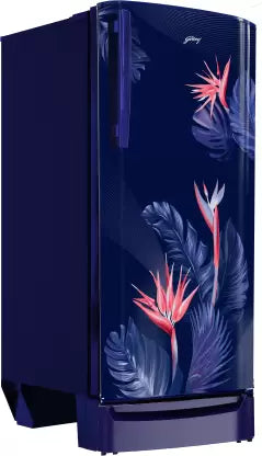 Godrej 183 L 3 Star | Toughened Glass Shelves | 24 Day Farm Freshness | Jumbo Vegetable Tray | Direct Cool Single Door Refrigerator(RD R190C THF FR BL, Floral Blue)