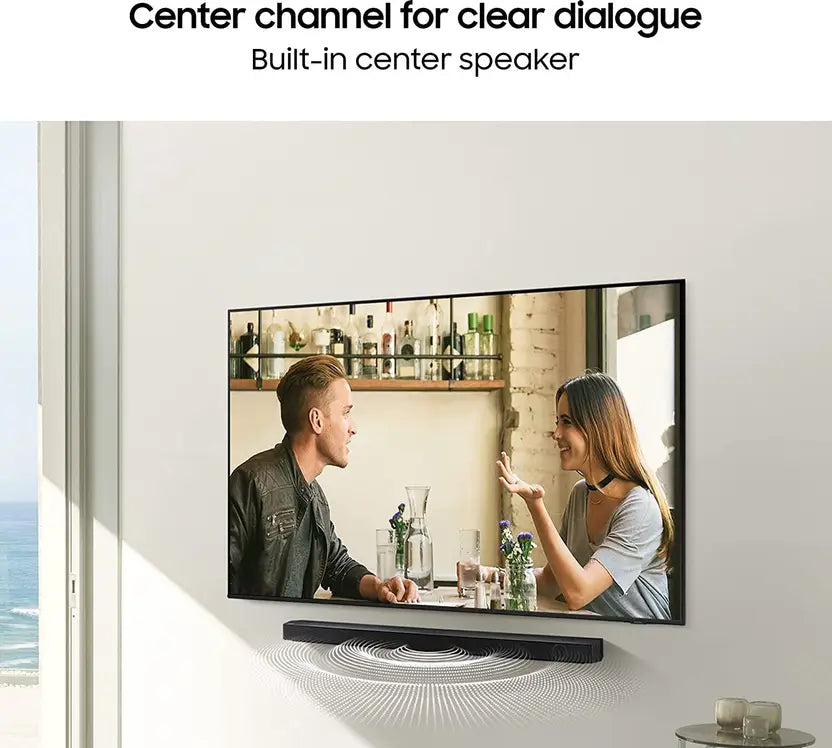 Samsung Soundbar (HW-B67E/XL) 5.1 Channel, Wireless Subwoofer, 1x Wireless Rear Speaker, 1x Center Speaker and Energy Star, Dolby 5.1ch & DTS Virtual X Experience Sound (Black)