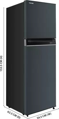TOSHIBA 233 L Frost Free Double Door 2 Star Convertible Refrigerator with Real Inverter, Pure Bio Deodorizer  (Gem Blue, GR-RT338WE-PMI(52))