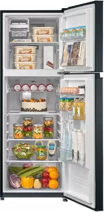TOSHIBA 233 L Frost Free Double Door 2 Star Convertible Refrigerator with Real Inverter, Pure Bio Deodorizer  (Gem Blue, GR-RT338WE-PMI(52))