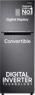 Samsung 236 L, 3 Star, Convertible, Digital Inverter with Display Frost Free Double Door Refrigerator (RT28C3733B1/HL, Black Matte/Black DOI)