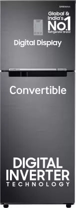 Samsung 236 L, 3 Star, Convertible, Digital Inverter with Display Frost Free Double Door Refrigerator (RT28C3733B1/HL, Black Matte/Black DOI)