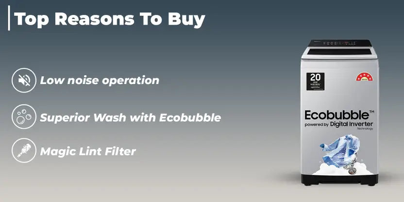 Samsung 7 kg 5 star, Ecobubble, Digital Inverter, Fully Automatic Top Load Washing Machine Grey (WA70BG4441YYTL)