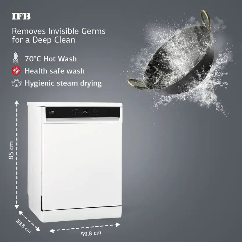 IFB 14 Place Settings with DeepClean Technology Freestanding Dishwasher (Neptune FX14, White)