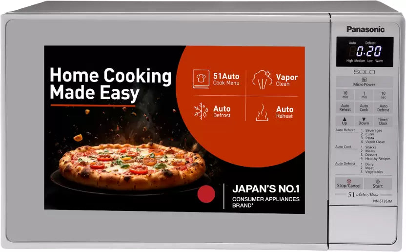 Panasonic 20L Solo Microwave Oven (NN-ST26JMFDG, Silver)