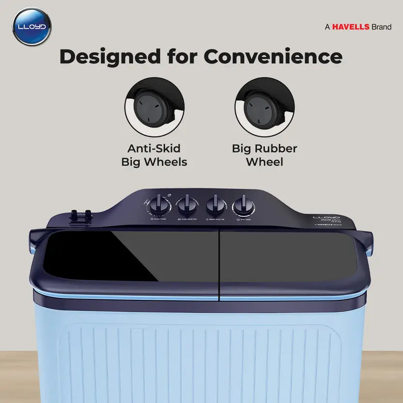 Lloyd 12 kg Semi Automatic Top Load Washing Machine White, Black (GLWS125EPHIB)