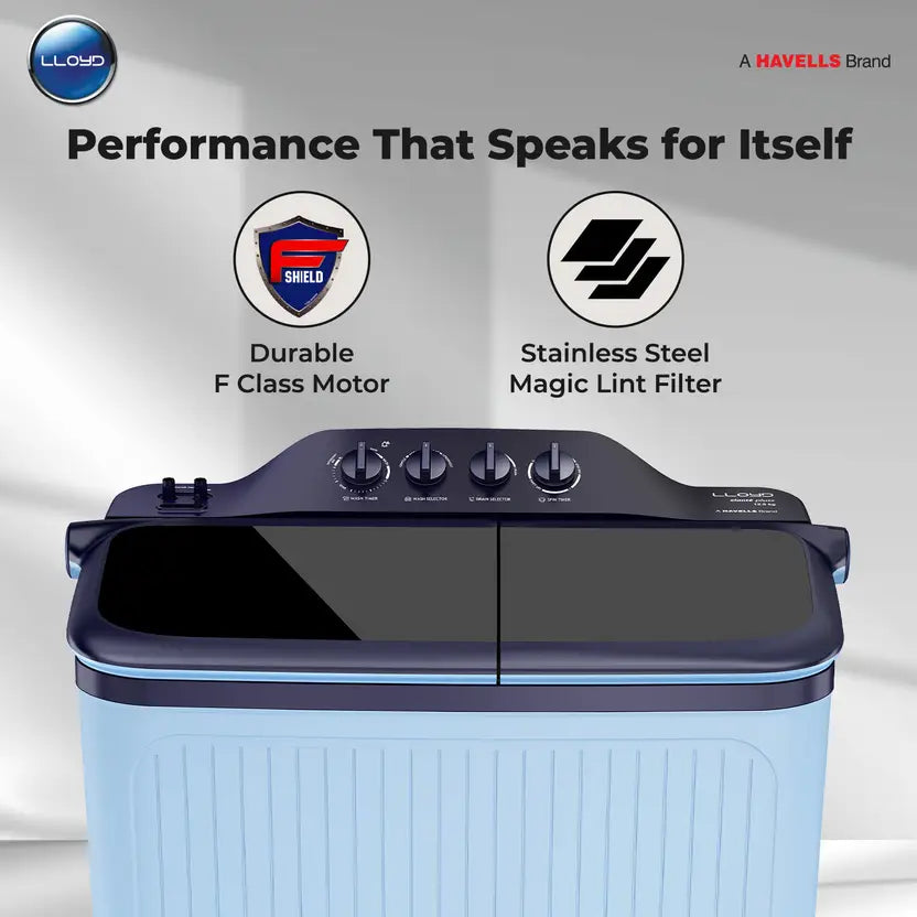 Lloyd 12 kg Semi Automatic Top Load Washing Machine White, Black (GLWS125EPHIB)