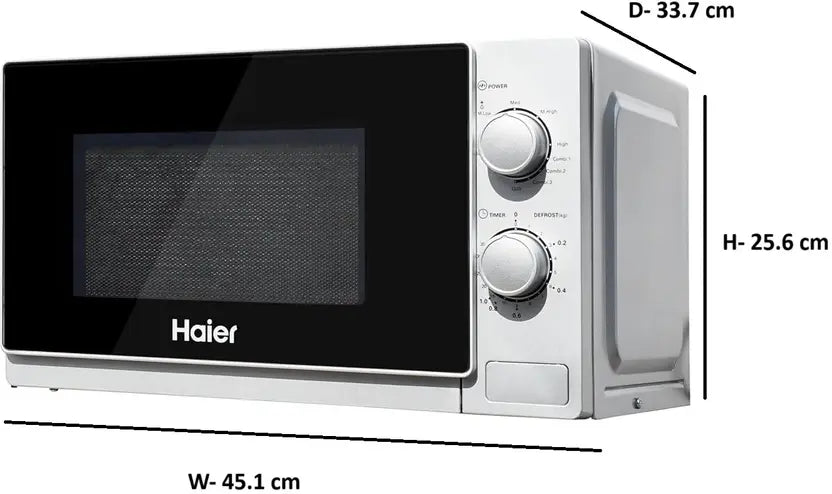Haier 20L Grill Microwave Oven (HIL2002GSPB, Quartz Heater, Combination cooking, Curveceous Glass, Steam Clean)