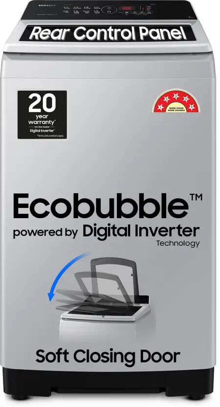 Samsung 7 kg 5 star, Ecobubble, Digital Inverter, Fully Automatic Top Load Washing Machine Grey (WA70BG4441YYTL)