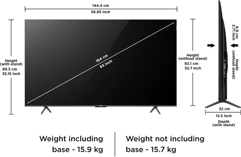 TCL P7K 164 cm (65 inch) QLED Ultra HD (4K) Smart Google TV 2025 Edition with Dolby Vision- Atmos 35W | ONKYO 2.1ch with Subwoofer| Game Master (65P7K)