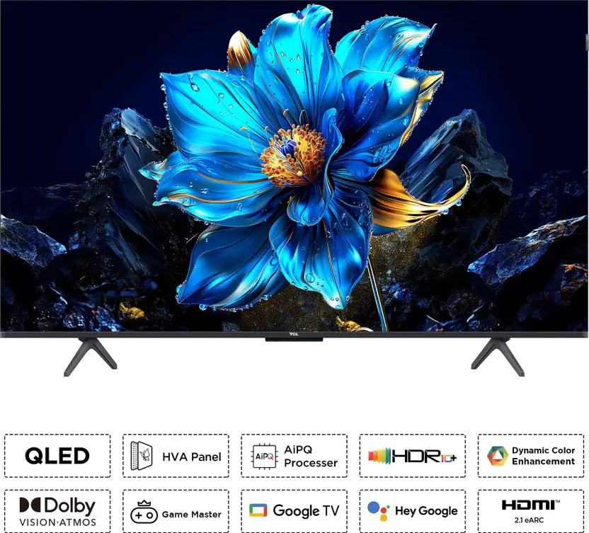 TCL 108 cm (43 inches) 4K Ultra HD Smart QLED Google TV 43P7K (2025 Model, Black) with Dolby Vision & Atmos, MEMC, HDR 10+, Hands-Free Voice Control