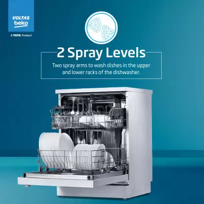 Voltas Beko by  A TATA Product DF14S3 Free Standing 14 Place Settings Dishwasher