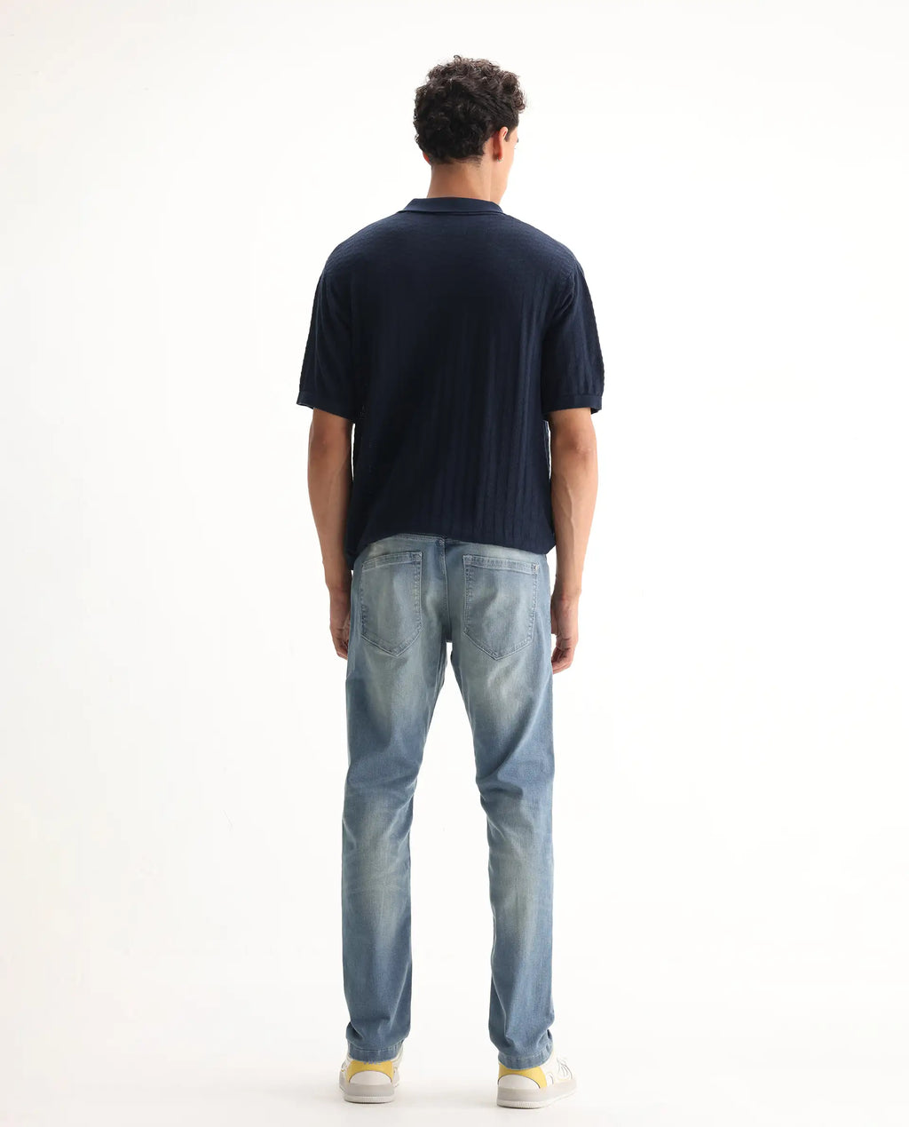 Rare Rabbit Men's Orsica Fluorescent Blue Cotton Plain Hawk Slim Fit Jeans