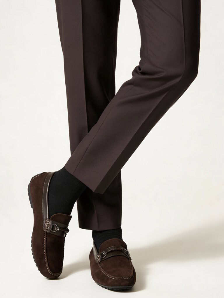 SOLEPLAY Dark Brown Suede Braided-Detail Leather Loafers