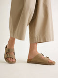 SOLEPLAY Taupe Slip-On Suede Leather Sandals