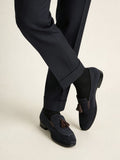 SOLEPLAY Navy Tassel Detailed Suede Leather Loafers
