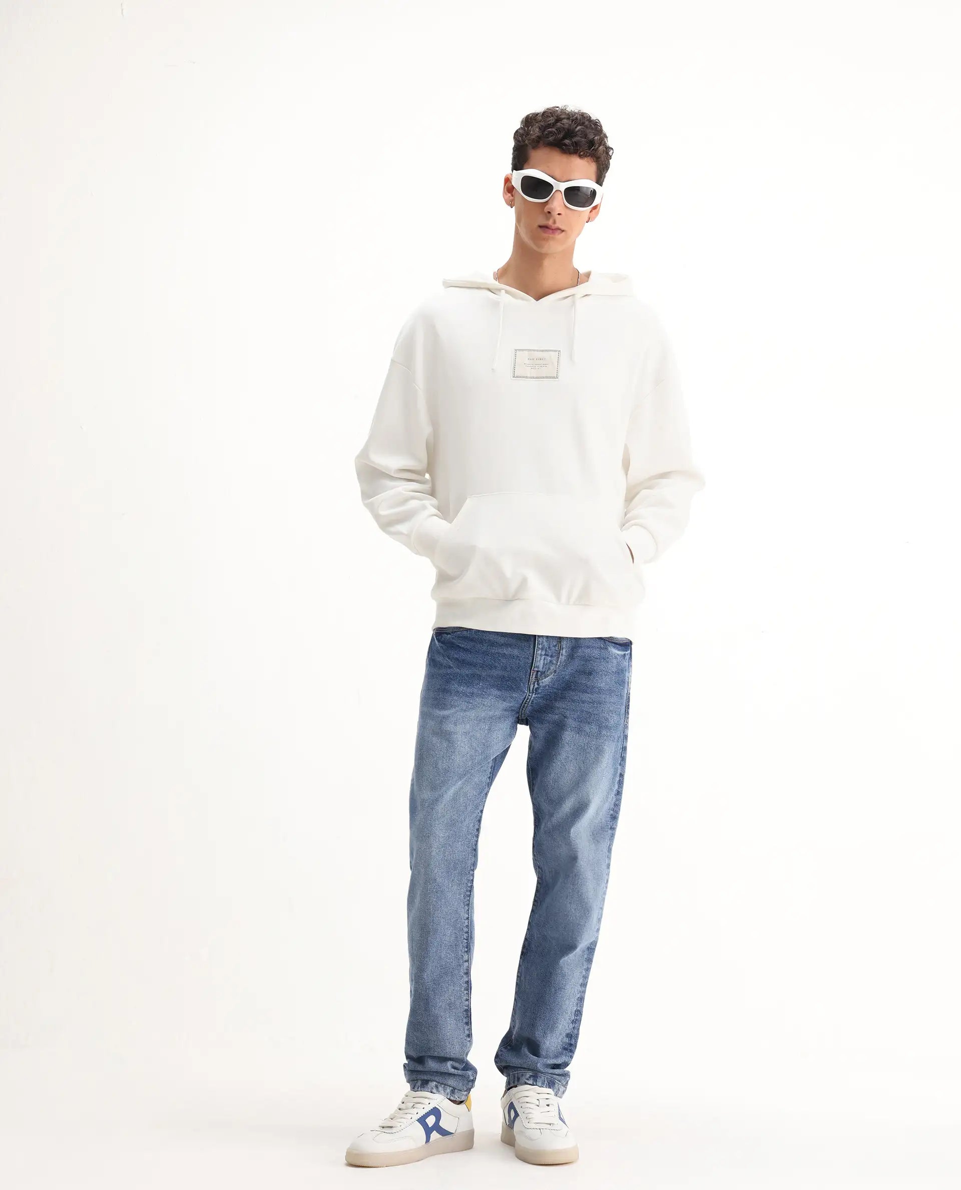 Rare Rabbit Men's Rapos Light Blue Cotton Blend Plain Morris Regular Fit Jeans