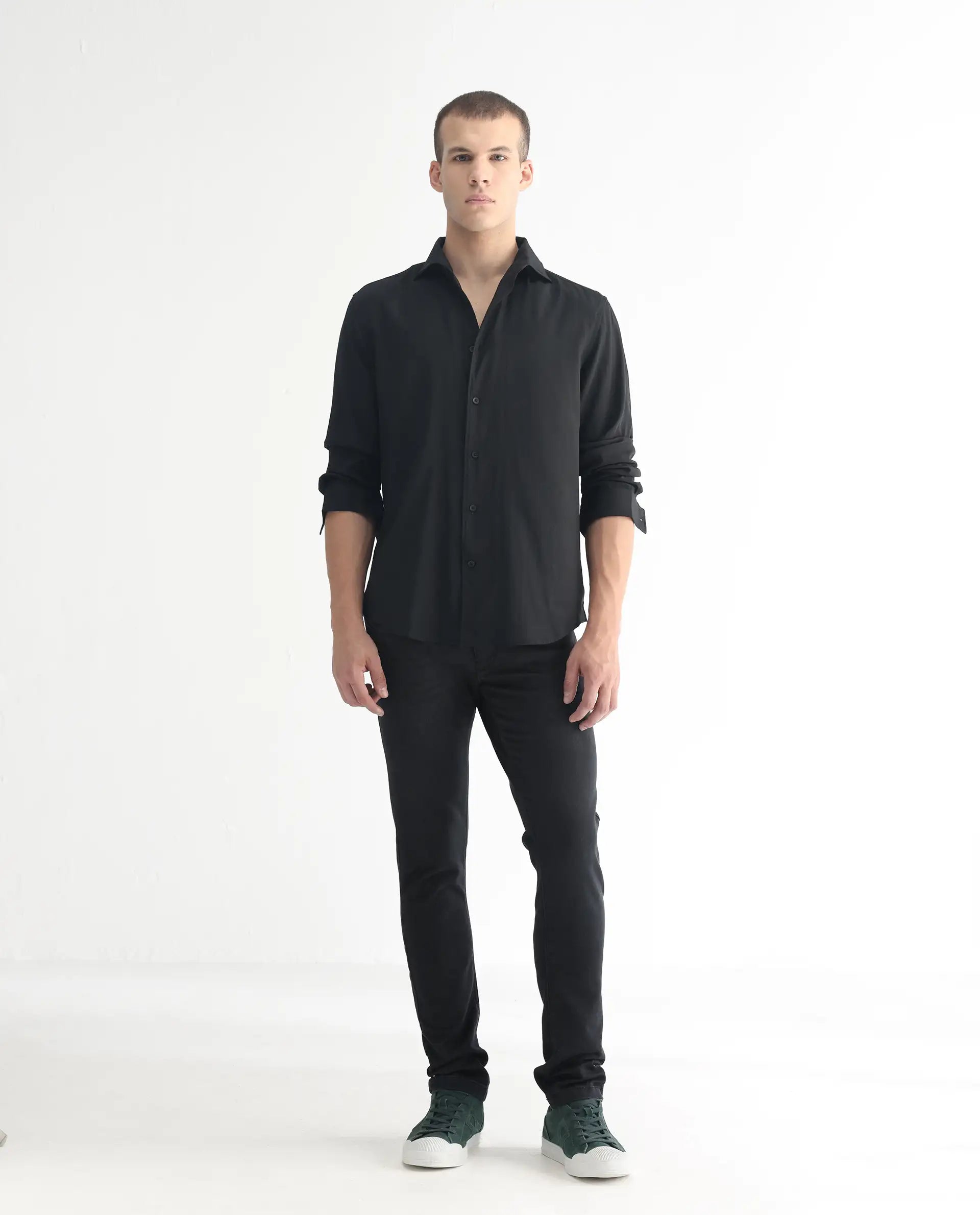 Rare Rabbit Men's Riom Dark Grey Cotton Plain Hawk Slim Fit Jeans