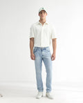 Rare Rabbit Men's Roune Light Blue Cotton Plain Hawk Slim Fit Jeans