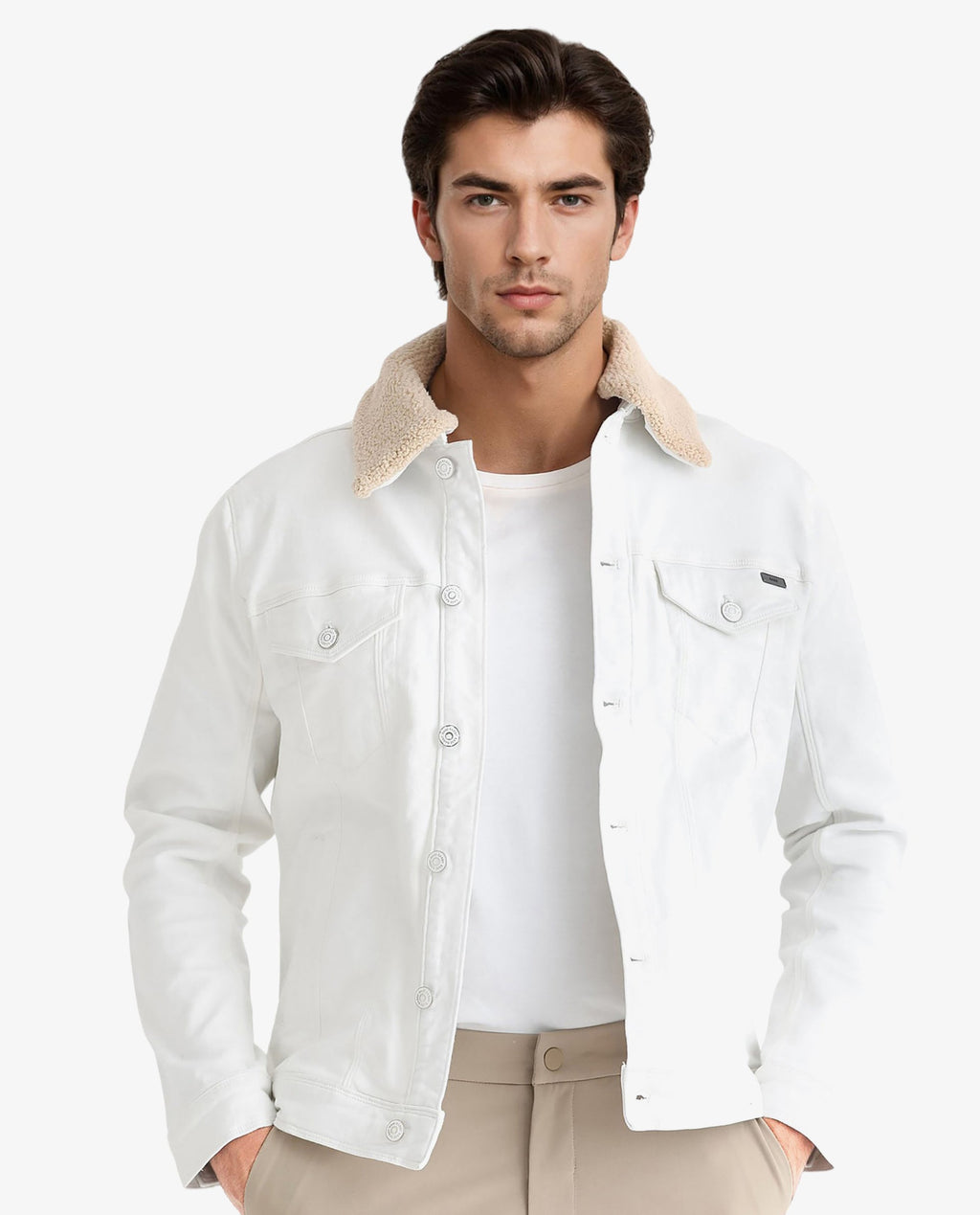 Rare Rabbit Men's Rubik Off White Cotton Plain Regular Fit Full Sleeve Spread Collar Jacket