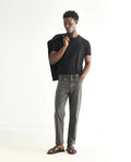 Rare Rabbit Men's Sam Grey Cotton Plain Kurt Carrot Fit Jeans