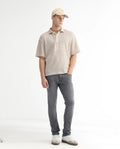 Rare Rabbit Men's Switz Dark Grey Cotton Plain Hawk Slim Fit Jeans