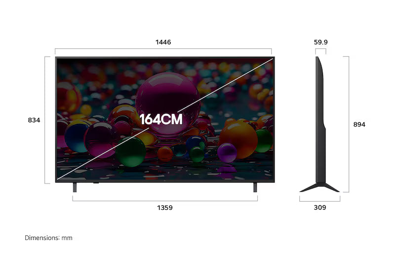 LG 164 cm (65) 4K UHD AI TV (UA8300), AI Processor Gen8, FILMMAKER MODE ™, with Dolby Atmos 2025