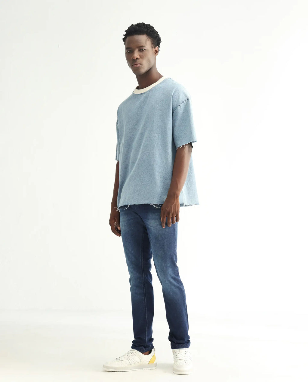 Rare Rabbit Men's Toucil Dark Blue Cotton Plain Hawk Slim Fit Jeans