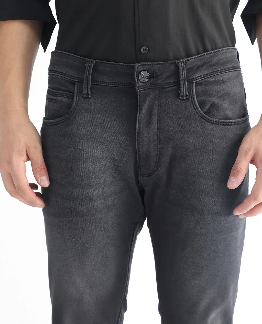 Rare Rabbit Men's Tours Black Cotton Plain Hawk Slim Fit Jeans