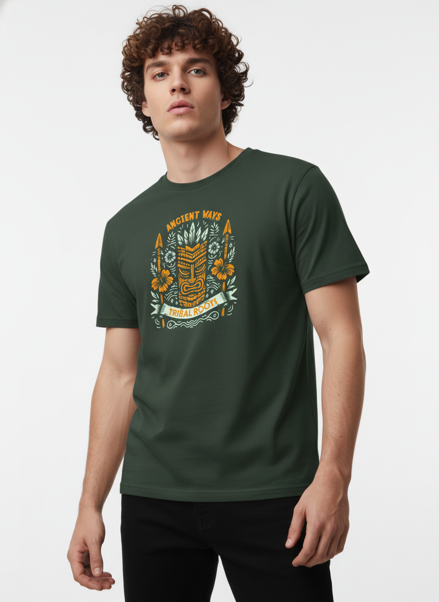 Men Cotton Tribal T-Shirt