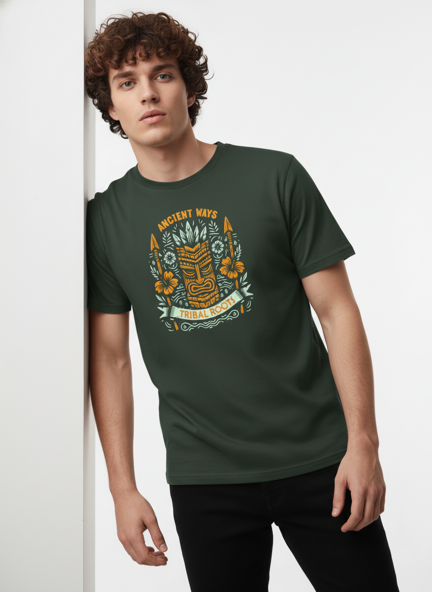 Men Cotton Tribal T-Shirt
