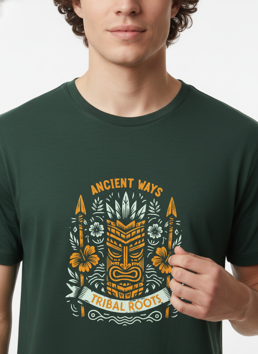 Men Cotton Tribal T-Shirt
