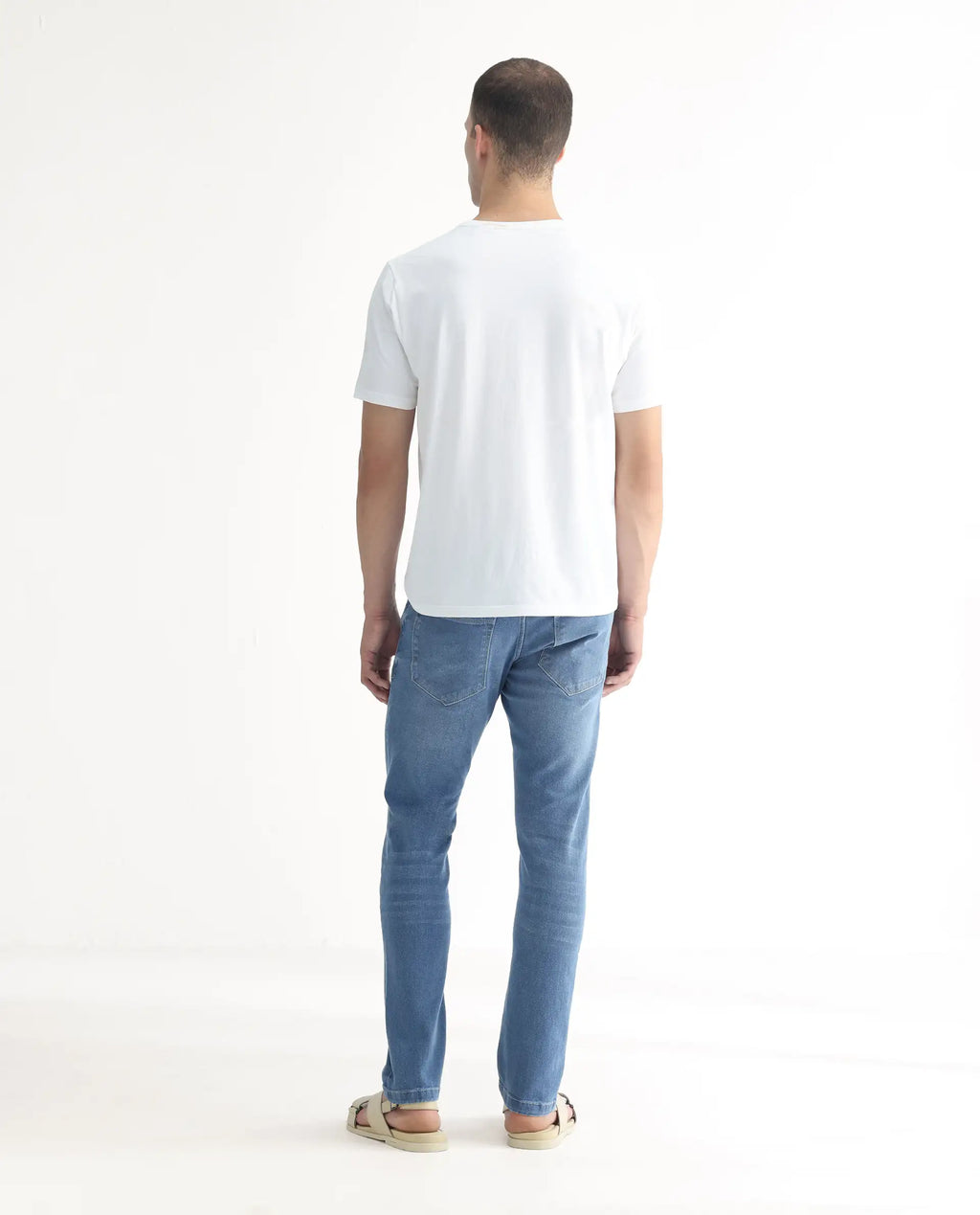 Rare Rabbit Men's Widz Light Blue Cotton Plain Hawk Slim Fit Jeans