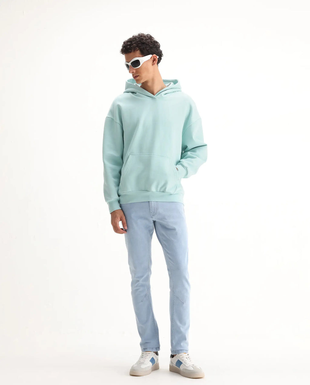 Rare Rabbit Men's Will Light Blue Cotton Plain Hawk Slim Fit Jeans
